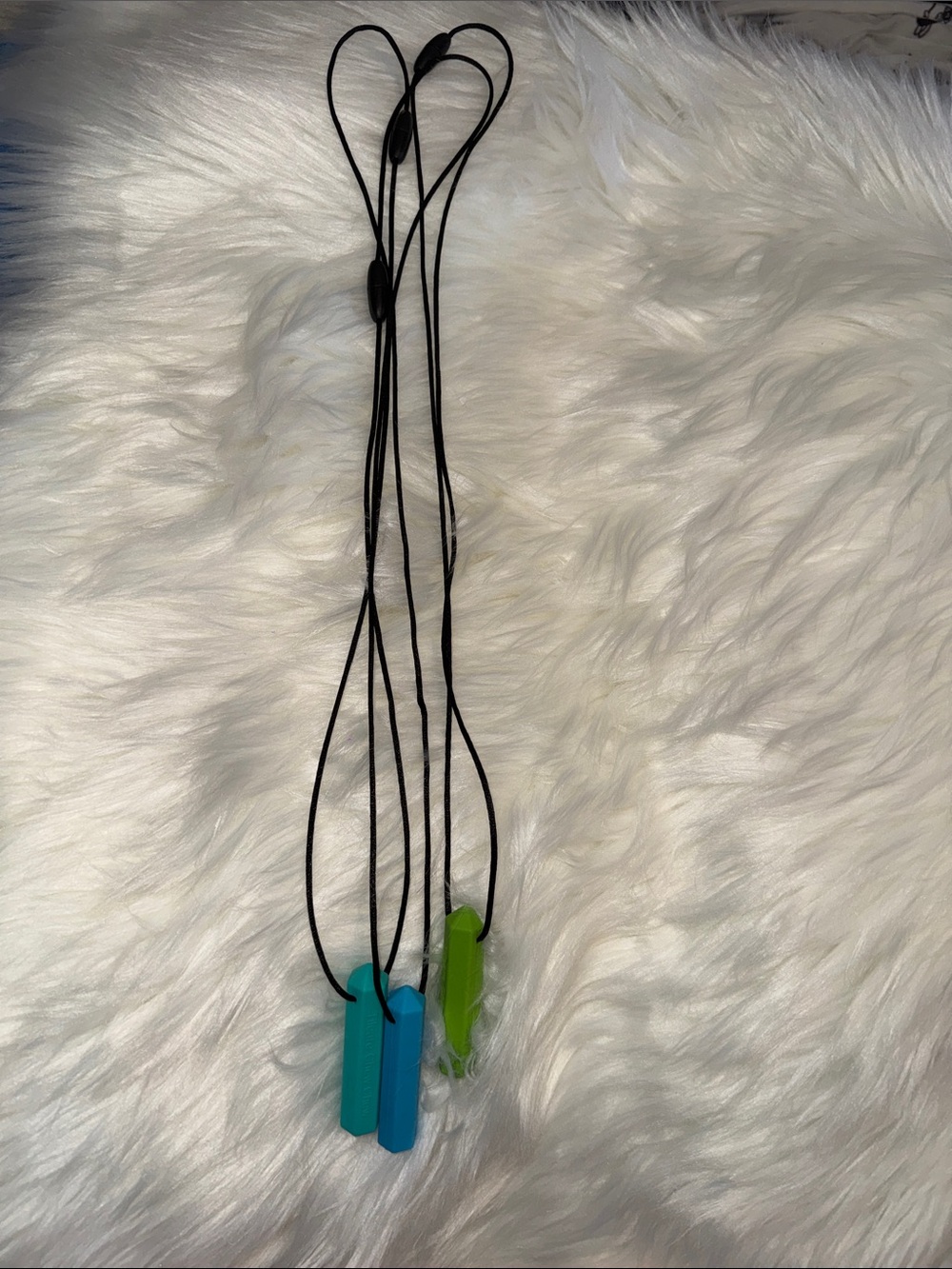Colorful Silicone Pendant chew Necklace Trio - teething autism sensory brand new